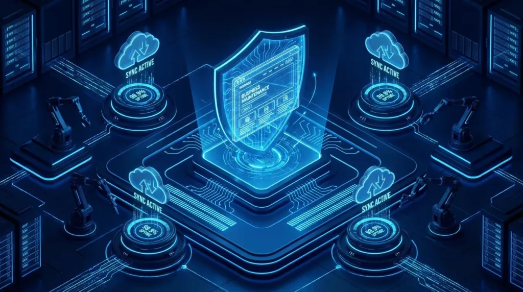 Website security, maintenance, and cloud backup concept