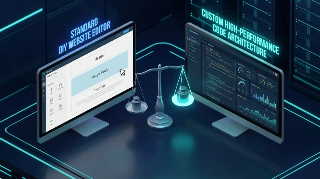 Website builder versus custom agency web design comparison